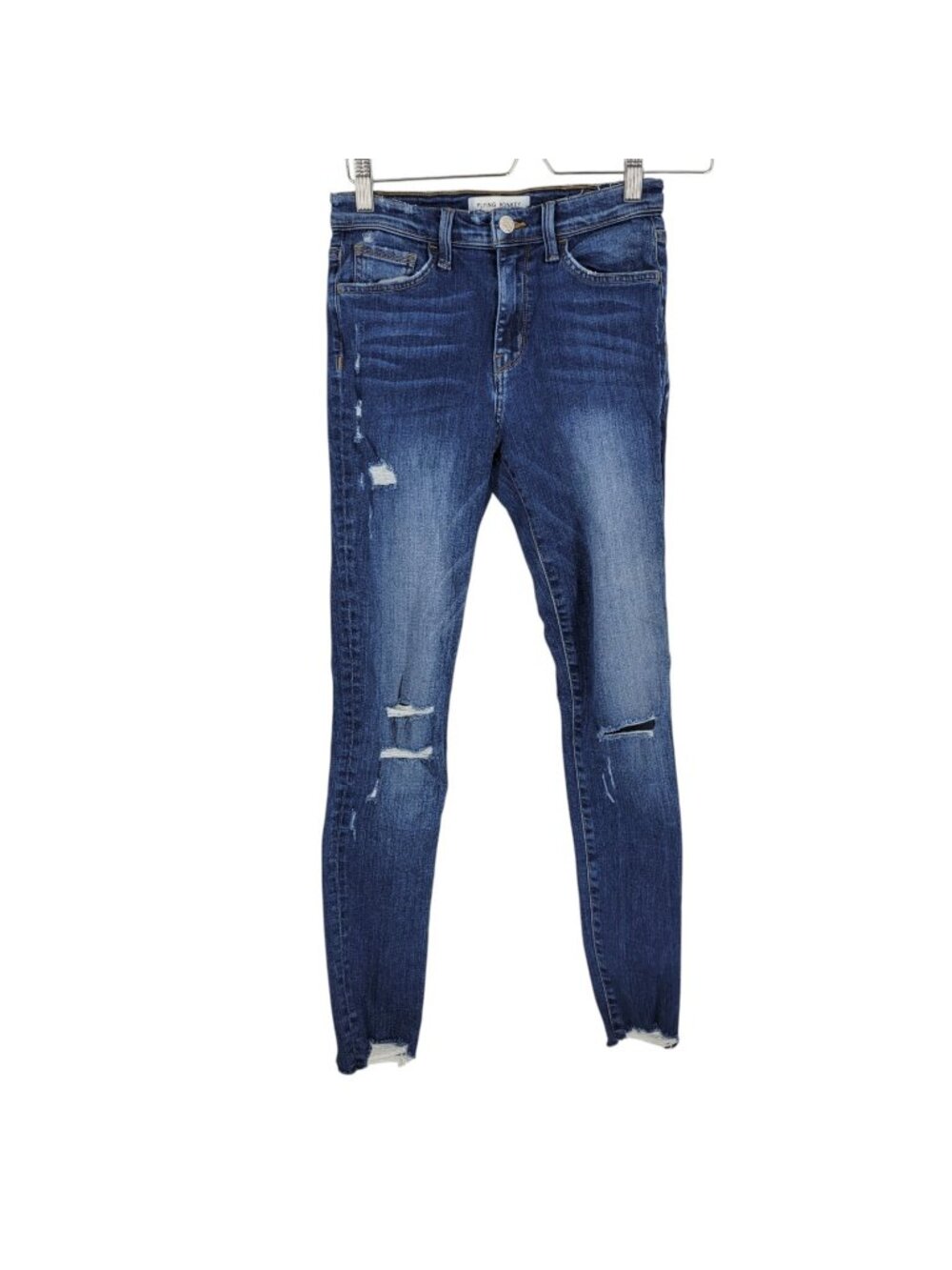 Flying Monkey 26 Platinum Skinny Jeans Tencel Distressed Raw Hem Blue